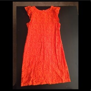 Bright orange London times lace dress! Worn once!